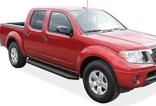 Miniatura 6 de APS Estribos de 6 pulgadas (estilo plano con recubrimiento en polvo negro) Barras Nerf compatibles con Nissan Frontier 2005-2024 Crew Cab