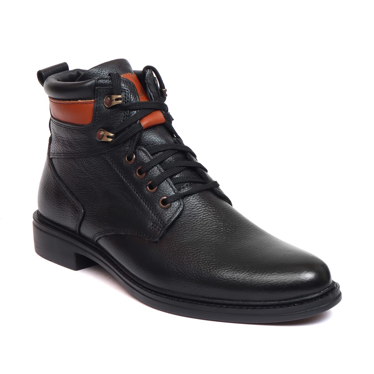 Genuine Leather High Ankle Boots For Men ZAN-1205 | Anti-slip Shoes For Hiking And Trekking With Memory Foam Cushioned Insole-image-19