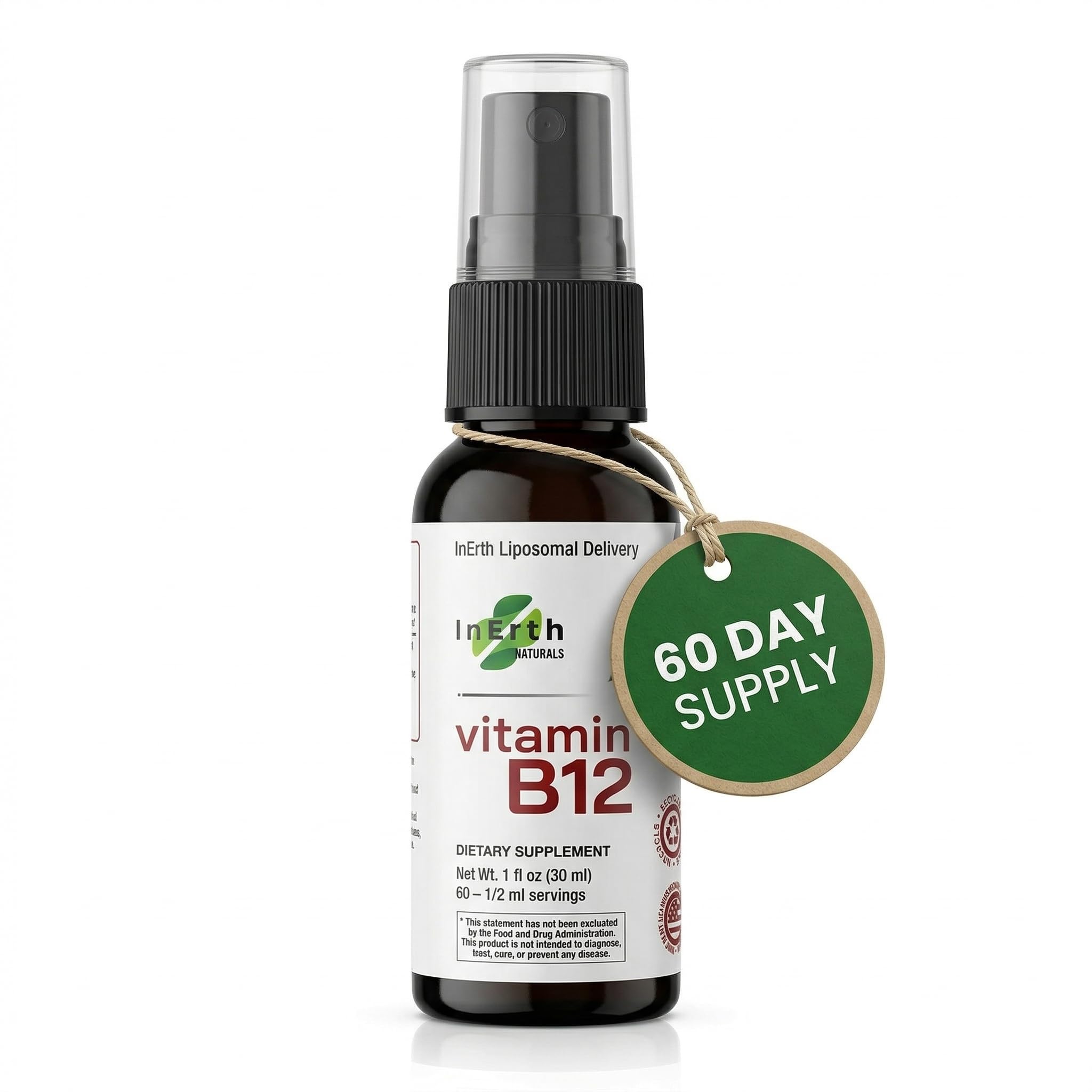 Liposomal B12 Spray -1000 mcg - 60 Day Supply - Red Berry