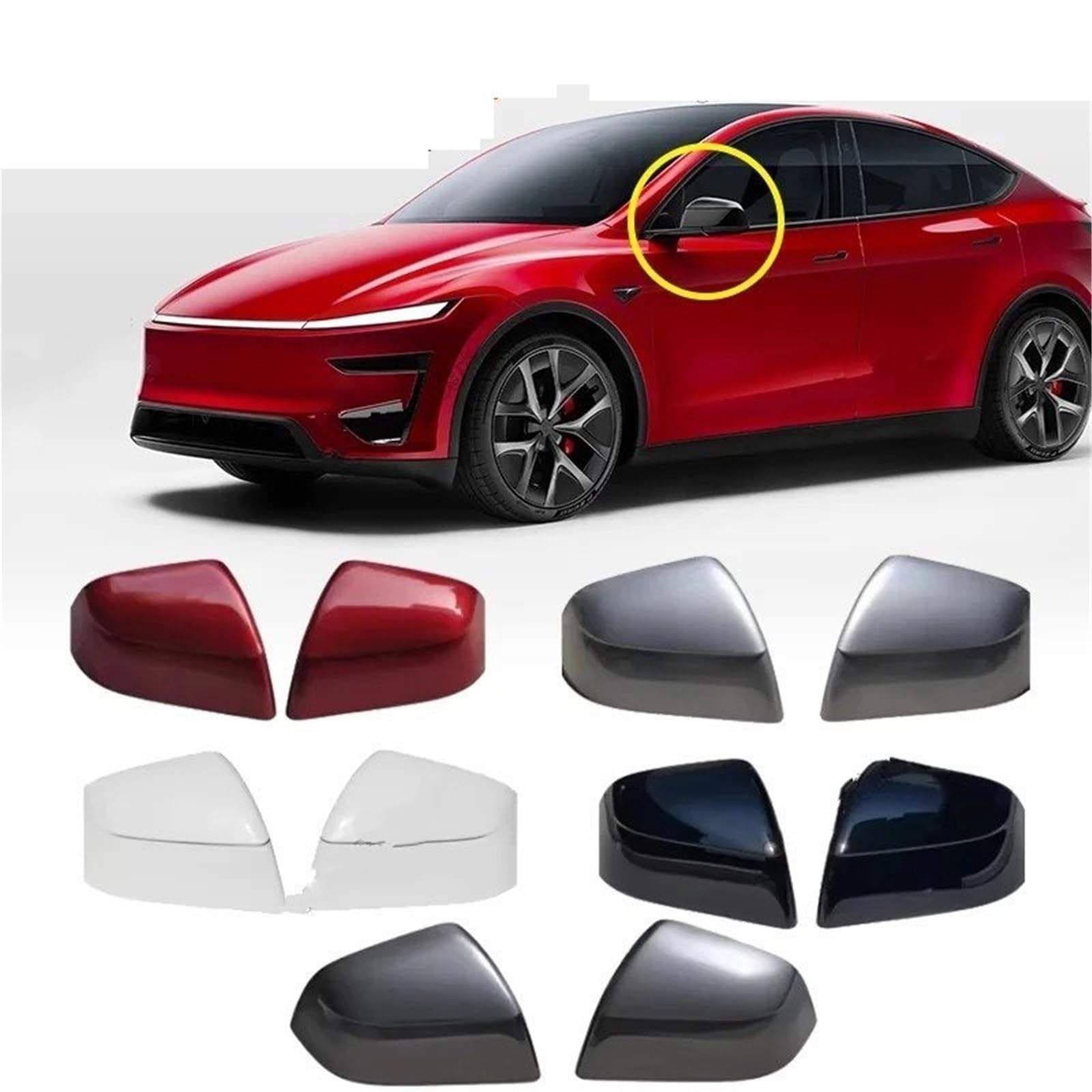 protector de espejo retroviso Cubierta de espejo retrovisor para Tesla para modelo Y Juniper 2025 2026, carcasa trasero coche, tapas puerta lateral, reemplazo(Stealth Grey Right)
