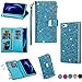 Produktbild Hancda Brieftasche Hülle für iPhone SE 2022 / iPhone SE 2020 / iPhone 8/iPhone 7 Handyhülle Handytasche Glitzer Leder Flip Case Geldbörse Cover mit Reißverschluss Kartenfach Magnet Klapphülle,Blau