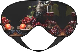 Grapes and Wine Print Eye Mask – Comfortable Sleep Aid, Elastic Nighttime Shade, Light-Proof Blindfolds for Plane, Travel