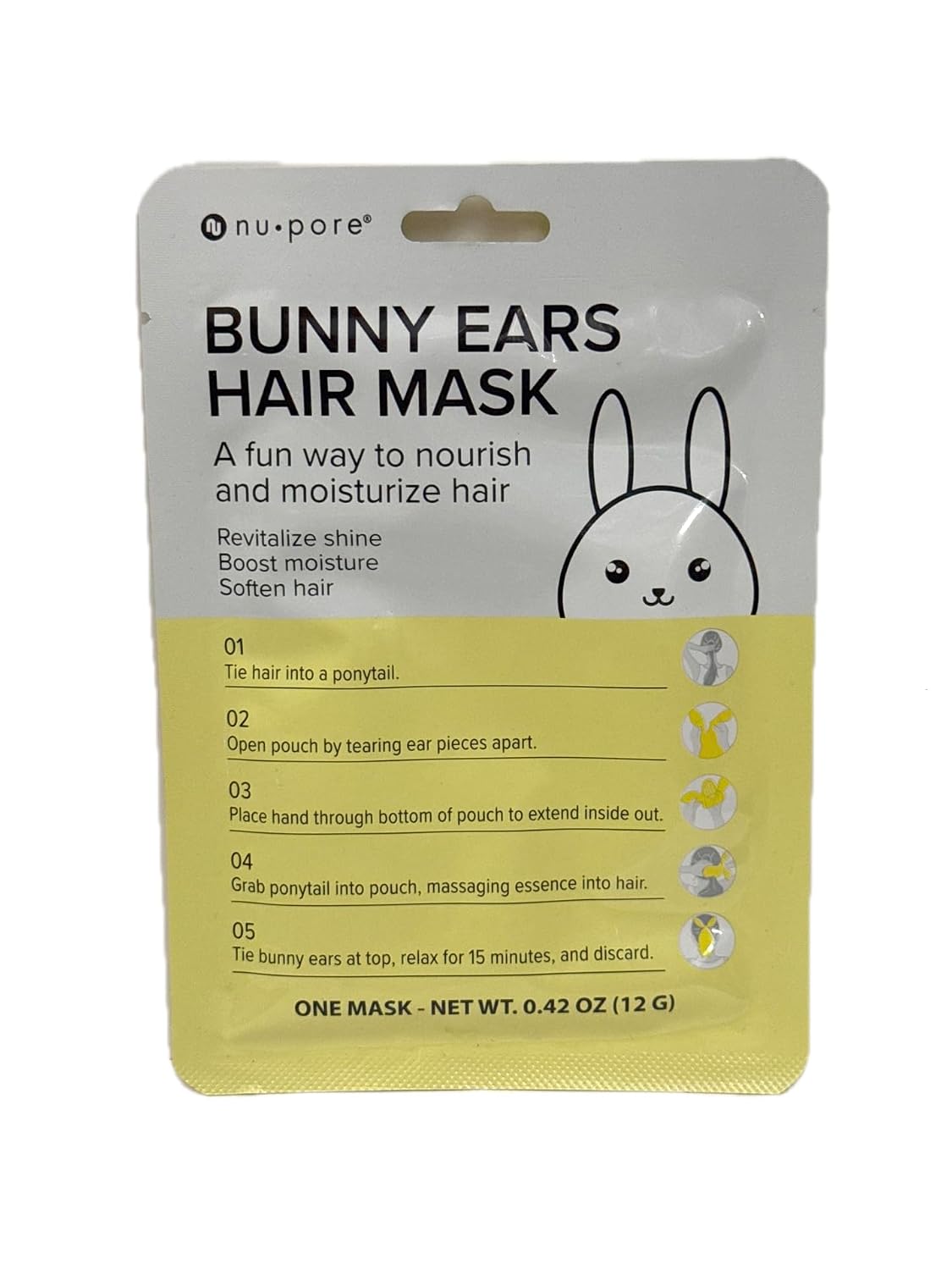 Hair Mask with Ears Bunny Desing, Nourishing and Moisturizing Treatment for Soft and Shiny Hair, 0.42 oz, Fun Design with Instructions