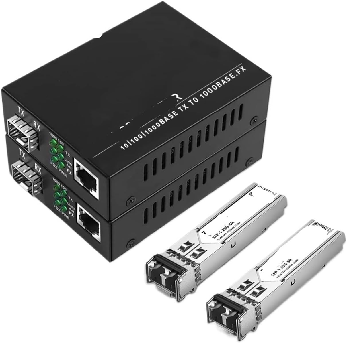 Gigabit SFP LC Multimode Module Fiber to RJ45 Ethernet Media Converter Fiber Optic Transceiver with 1.25G SFP LC Module(2 PACK US Kit)