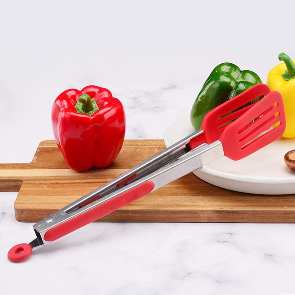 Pinza da Cucina in Acciaio Inossidabile Premium con Testa in Silicone Rosso