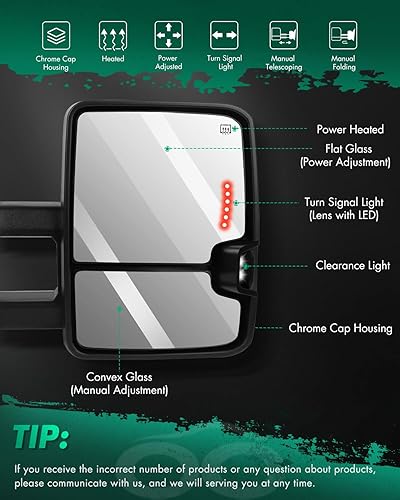 Miniatura 2 de SCITOO Espejos de remolque, espejos de remolque cromados para camioneta 2014-2018 para Chevy para GMC 1500 2015-2019 para Chevy para GMC 2500 HD