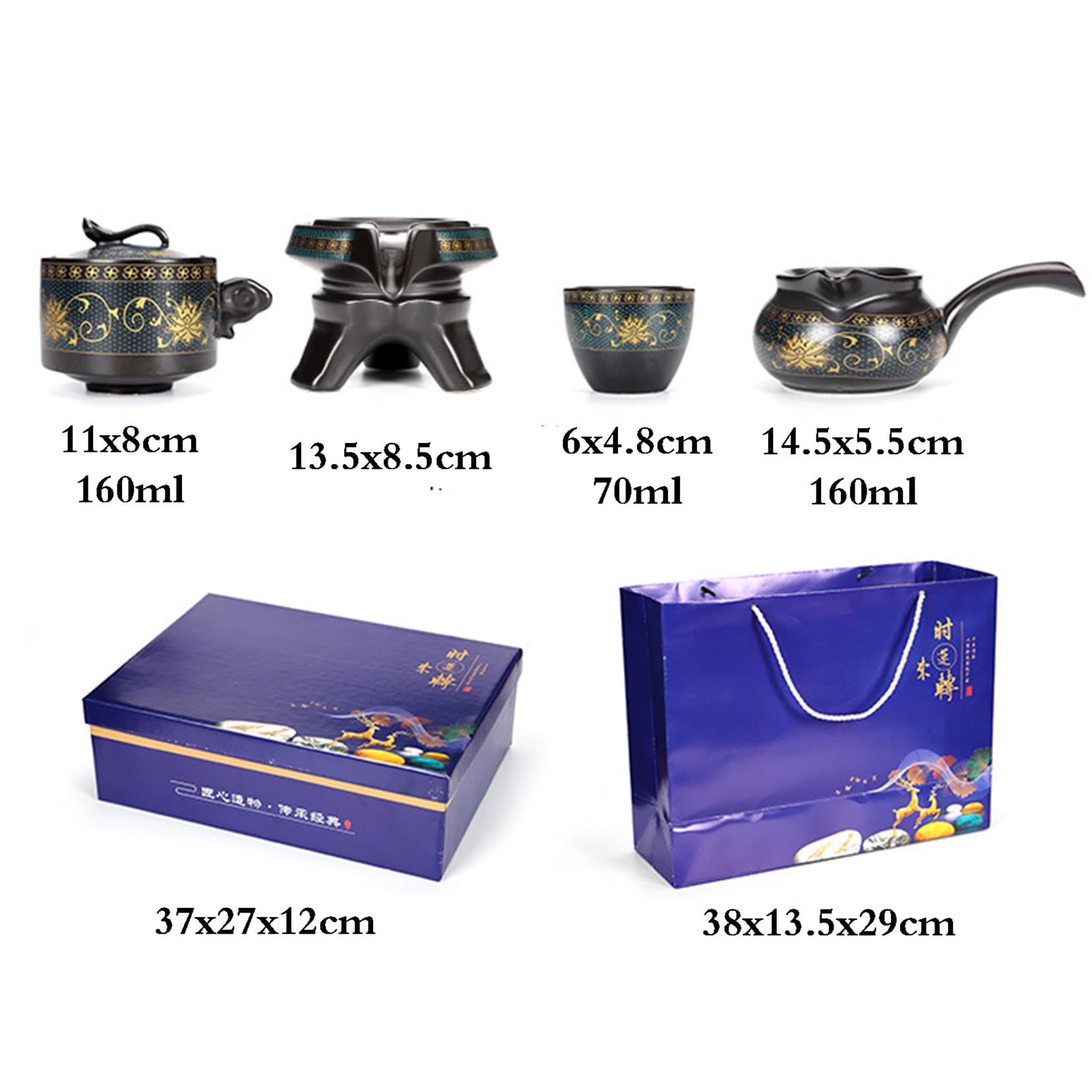 ZALTAS Juego de té de cerámica China Kungfu, diseño de Molino de Piedra semiautomático, Tetera de cerámica Hecha a Mano, 6 Tazas de té japonés de Kung Fu, Juego de s A