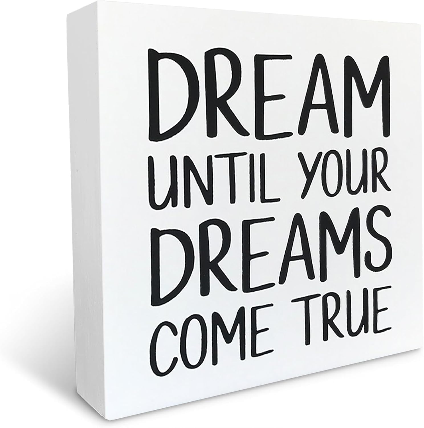 Inspirational Wood Box Sign Dream Until Your Dreams Come True Rustic Wood Box Sign Desk Decor Inspirational Wooden Block Sign for Home Office Desk Shelf Decoration 5X5 Inch