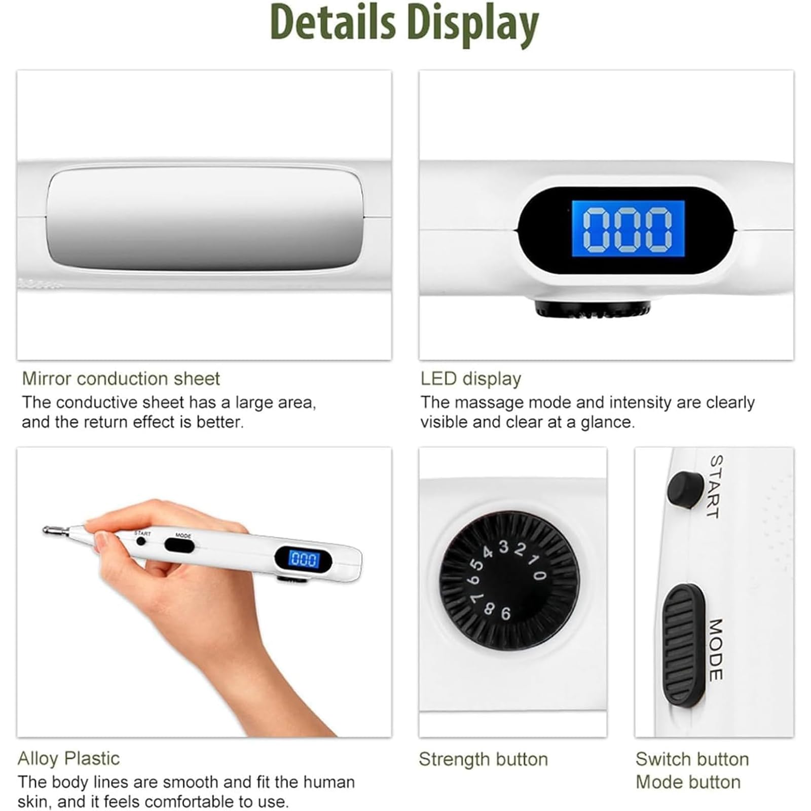 Máquina De Acupuntura Electrónica, Pluma De Energía Meridiana Inalámbrica, 3 Opciones De Modo De Pulso, 9 Niveles Intensidad Ajustable, Sensibilidad Ajustable, para Los Músculos Relajantes