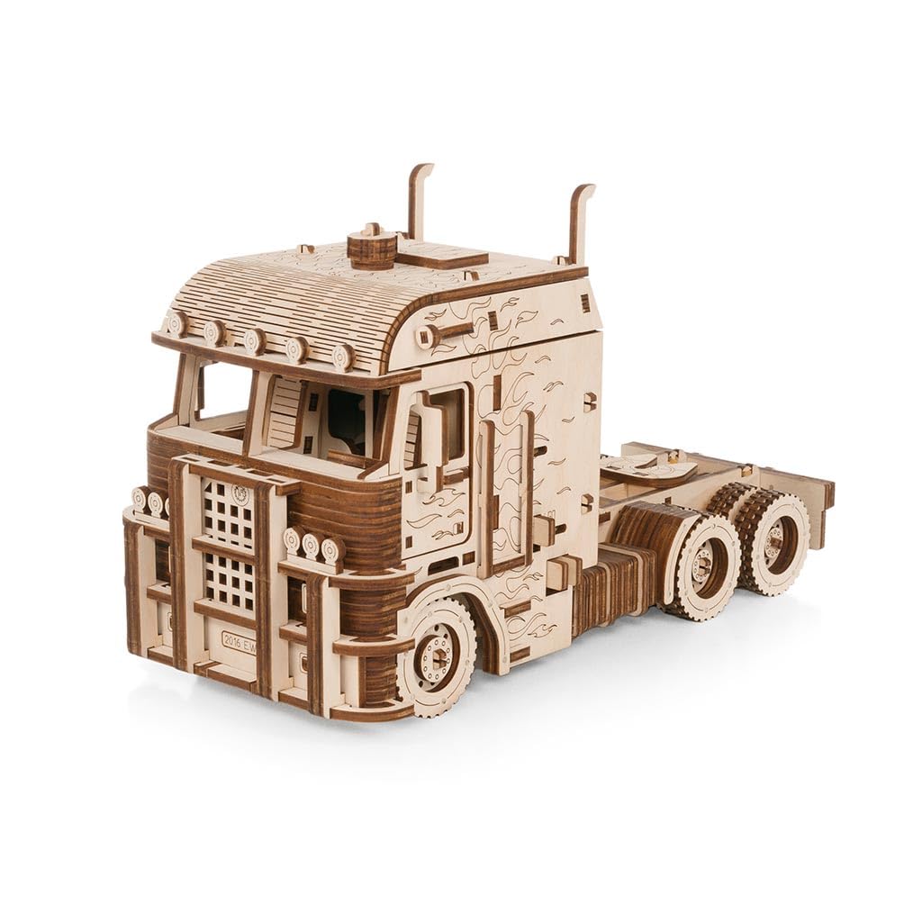 EWA Eco-Wood-Art - 3D-Holzpuzzle für Jugendliche und Erwachsene, 14+ - LASTWAGEN Road King - DIY-Bausatz, Selbstmontage, kein Kleber erforderlich - 478 Stück