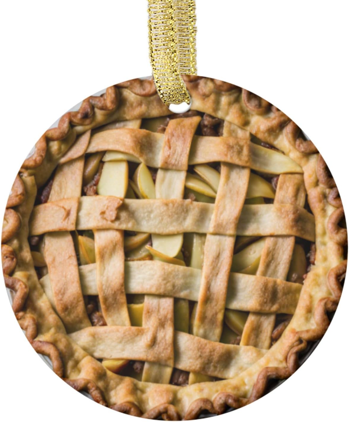 Foodie Christmas Ornament of a Grandma's Apple Pie Holiday Decor Delicious Foodie Pies Pastry Dessert Food for Foodie Baked Goods Xmas Tree Ornaments, Food Lover Gifts (Flat Design, NOT 3D)