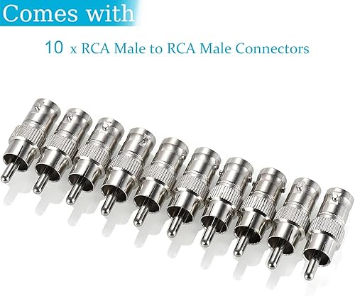 Miniatura 3 de Paquete de 10 adaptadores BNC hembra a RCA macho adaptador convertidor conector recto para cámara de seguridad CCTV