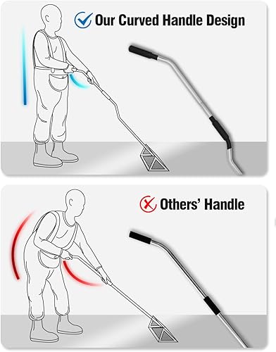 Miniatura 6 de Rastrillo para pulgas de arena, canasta de 16 pulgadas de ancho, mango de montaje fuerte de 52 pulgadas de largo, dientes afilados, diseño de mango