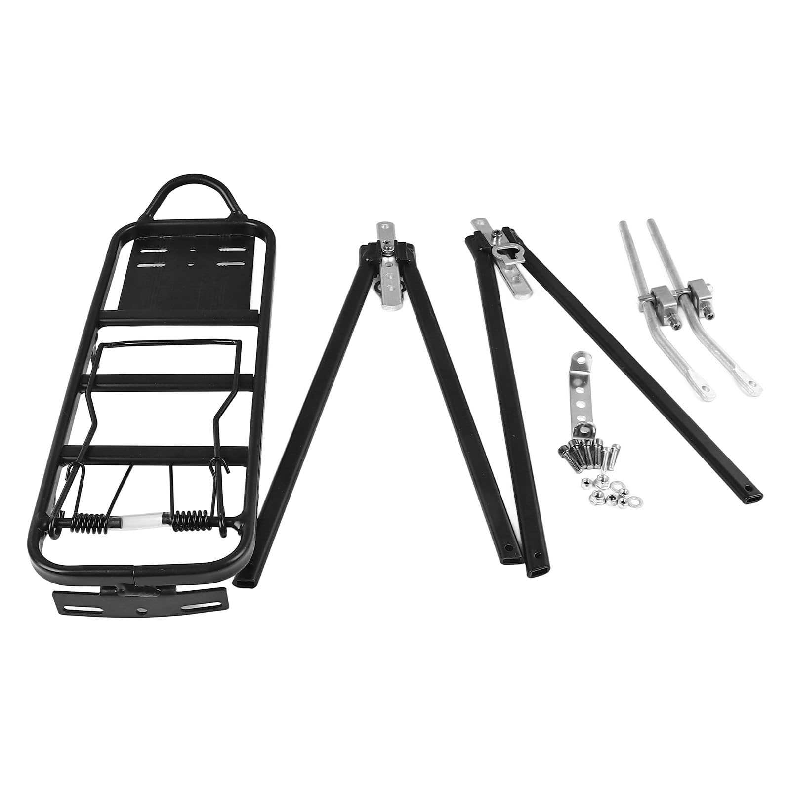 Rear Bike Rack Cargo Rack, Bike Carrier Rack for Road Bikes, Heavy Duty Aluminium Alloy Touring Rack with U Shaped Adapter, Adjustable Height 35-50cm for V Brake Disc Brake F