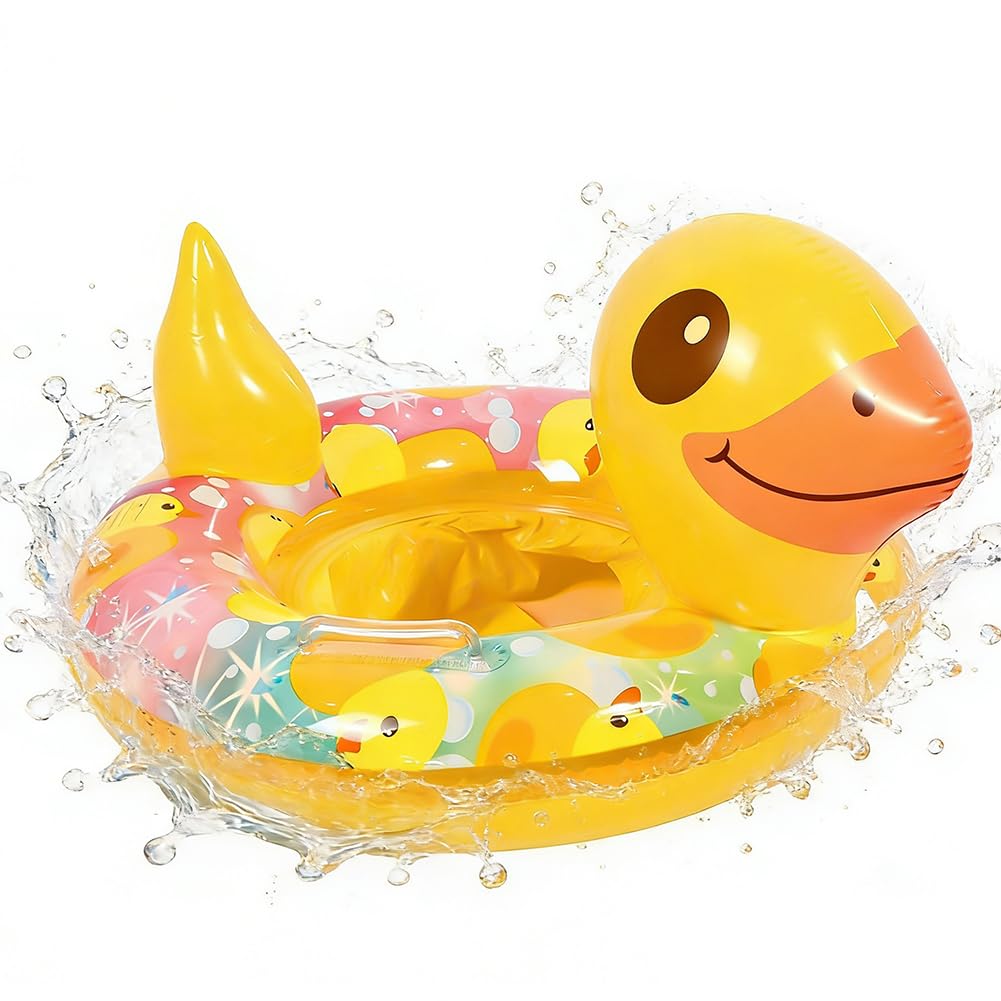 Inflatable Duck Swimming Ring Circle, Baby Swimming Float, Seat Pool Float Summer Kids Water Raft Floating Funny Toy Inflatable Baby Swim Floats for Kids Boys and Girls