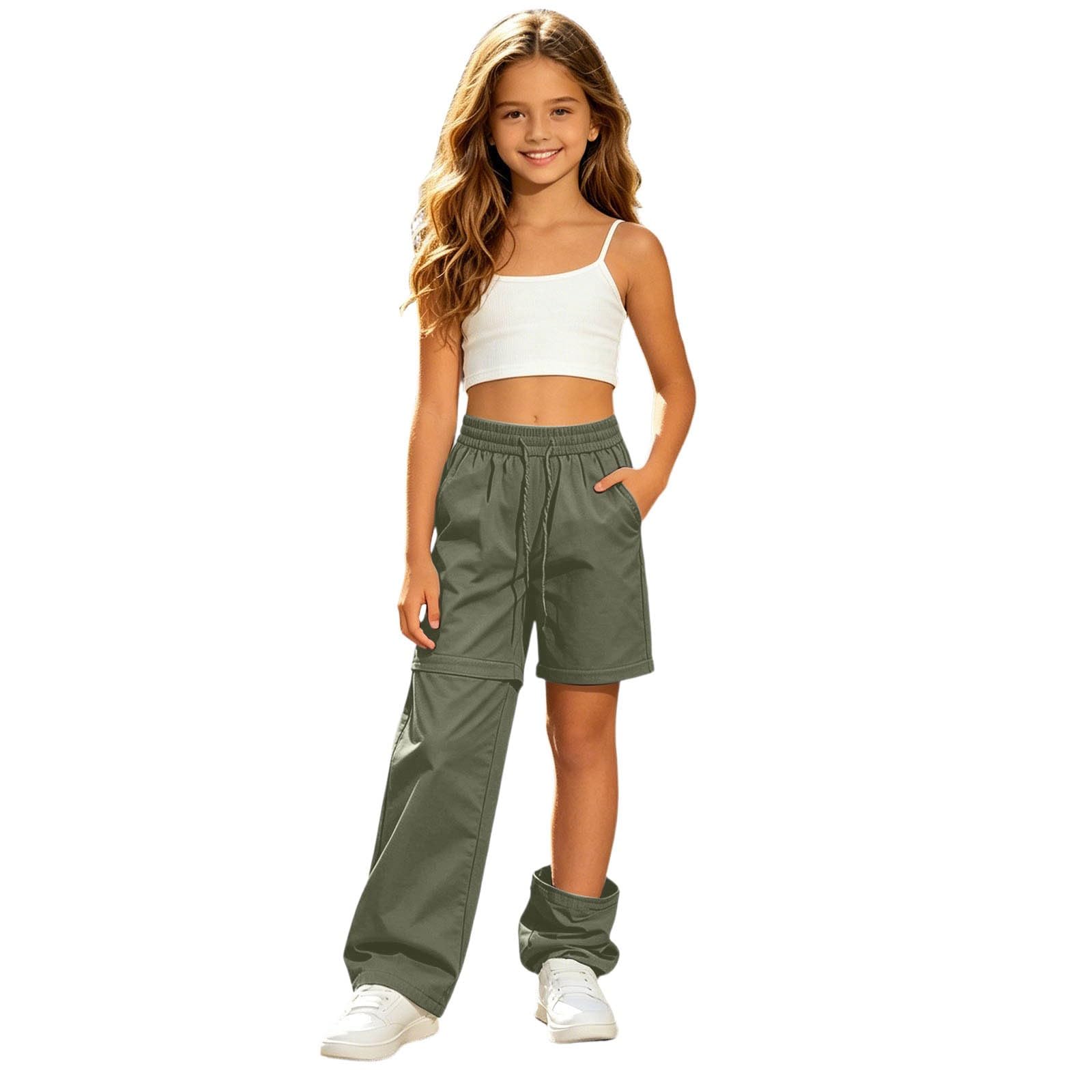 Pantalones de mezcla de lino cómodos y pantalones de pierna ancha infantiles para verano 7
