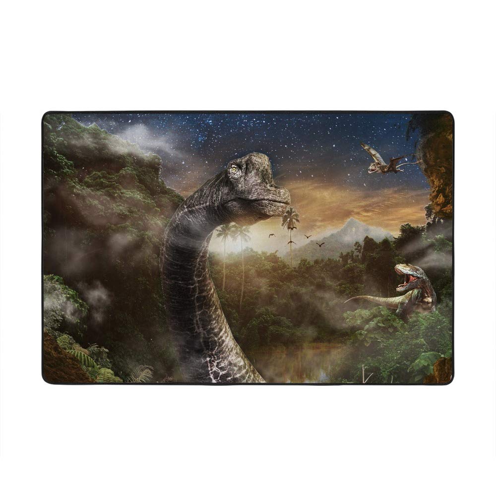 Tapis dinosaure Brachiosaurus jurassique Ruchen en velours corail ultra doux de 160x122cm