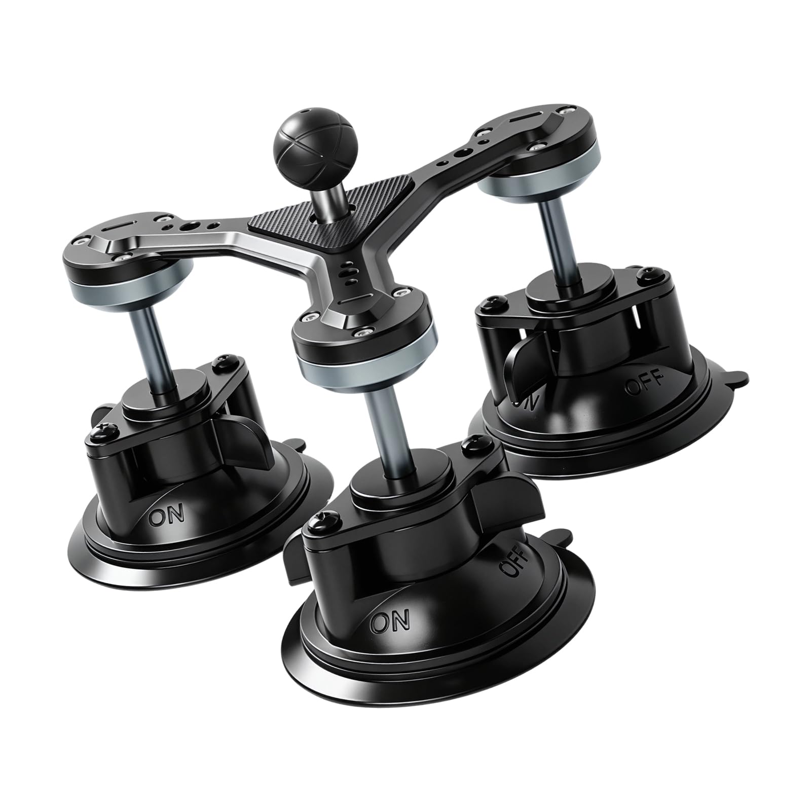 Soporte de cámara de acción de triple vacío, aleación de aluminio, diseño de cabeza de bola ABS para parabrisas, vista de viaje con colocación de vidrio, soporte de filmación para coche, soporte para