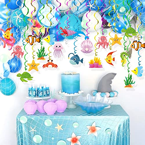 Sea Animals Life Hanging Swirls 30 Pack Foil Ceiling Hanging Swirls Streams Banner Garland Decor For Kids Under The Sea Mermaid Baby Shower Celebrating Events Birthday Party Supplies Room Wall Decor #TOP1