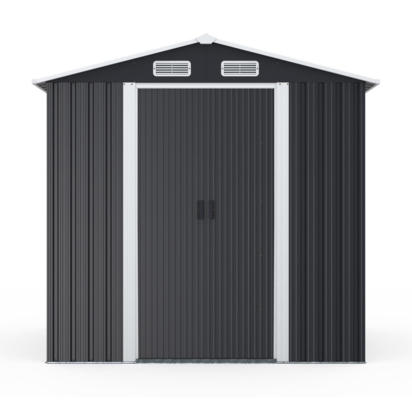 IDMarket - Abri de Jardin 3,7M² Gris en Acier galvanisé avec Base