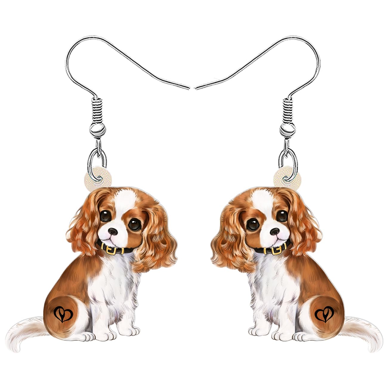 Orecchini Pendenti A Goccia In Pelle Per Donna - Moda Cavalier King Charles Spaniel - Accessorio Unico E Originale