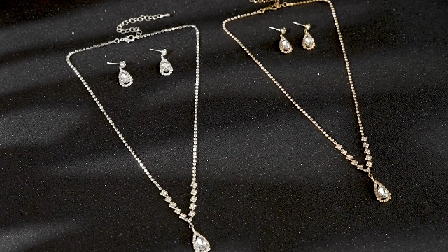 Madison Tyler Cubic Zirconia Jewelry Set - Necklace & Earrings For Wedding, Prom, Party, Silver Rhinestone - View #11