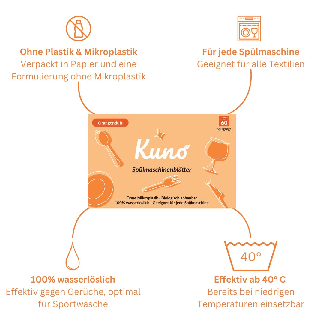 Kuno Hojas para lavavajillas – 240 ciclos – Limpieza ultra limpia sin plástico – Vegano y biodegradable – Fragancia fresca – Apto para todos los lavavajillas (4)