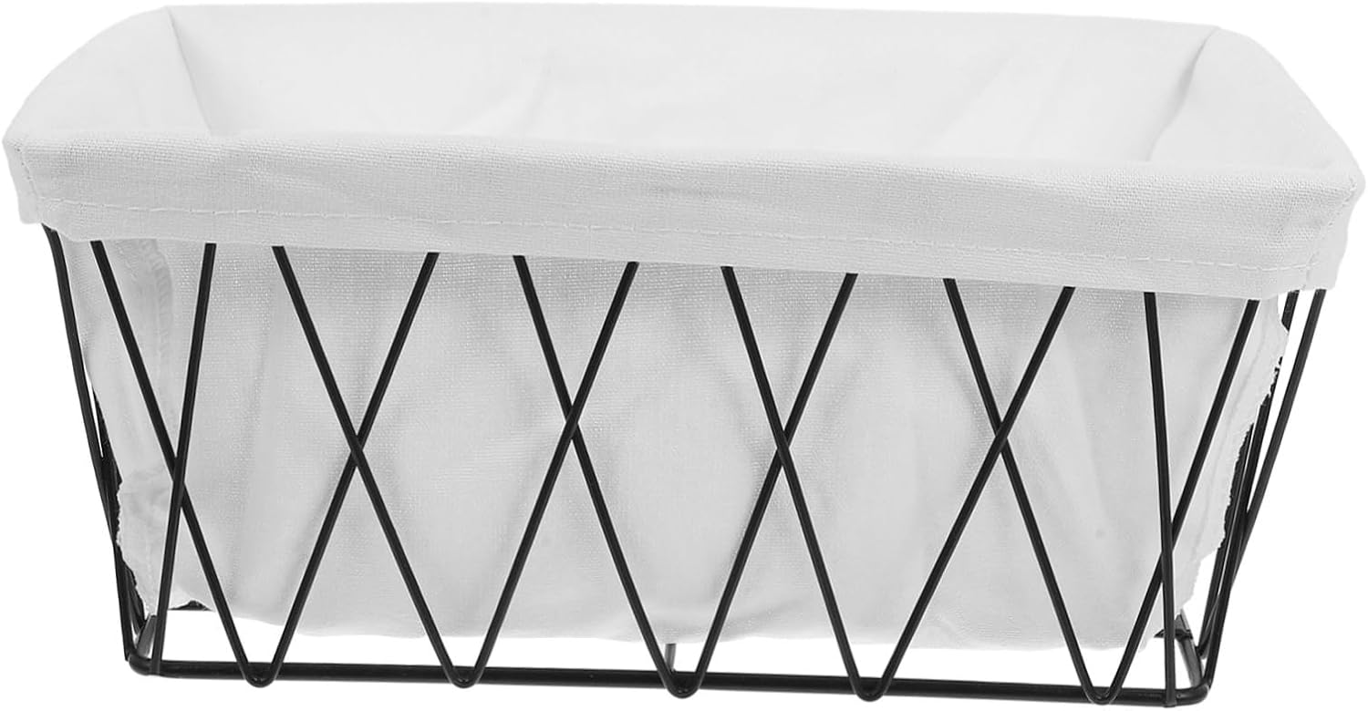 Ciieeo Metal Storage Basket with Fabric Liner Multi-purpose Organizer for Toilet Paper Pantry Kitchen Cabinet Construction Space-saving Design