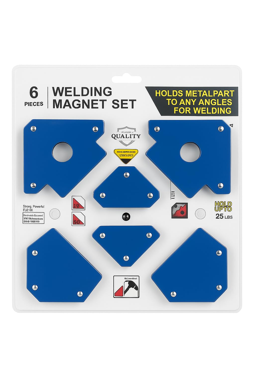 Spartan 6-Piece Magnetic Welding Clamp Set (2x3" Arrow, 2x Triangle, 2x Mini) | Strong Magnets Ensure Accurate Alignment For Fabrication work | (Blue, Pack of 1)-image-3