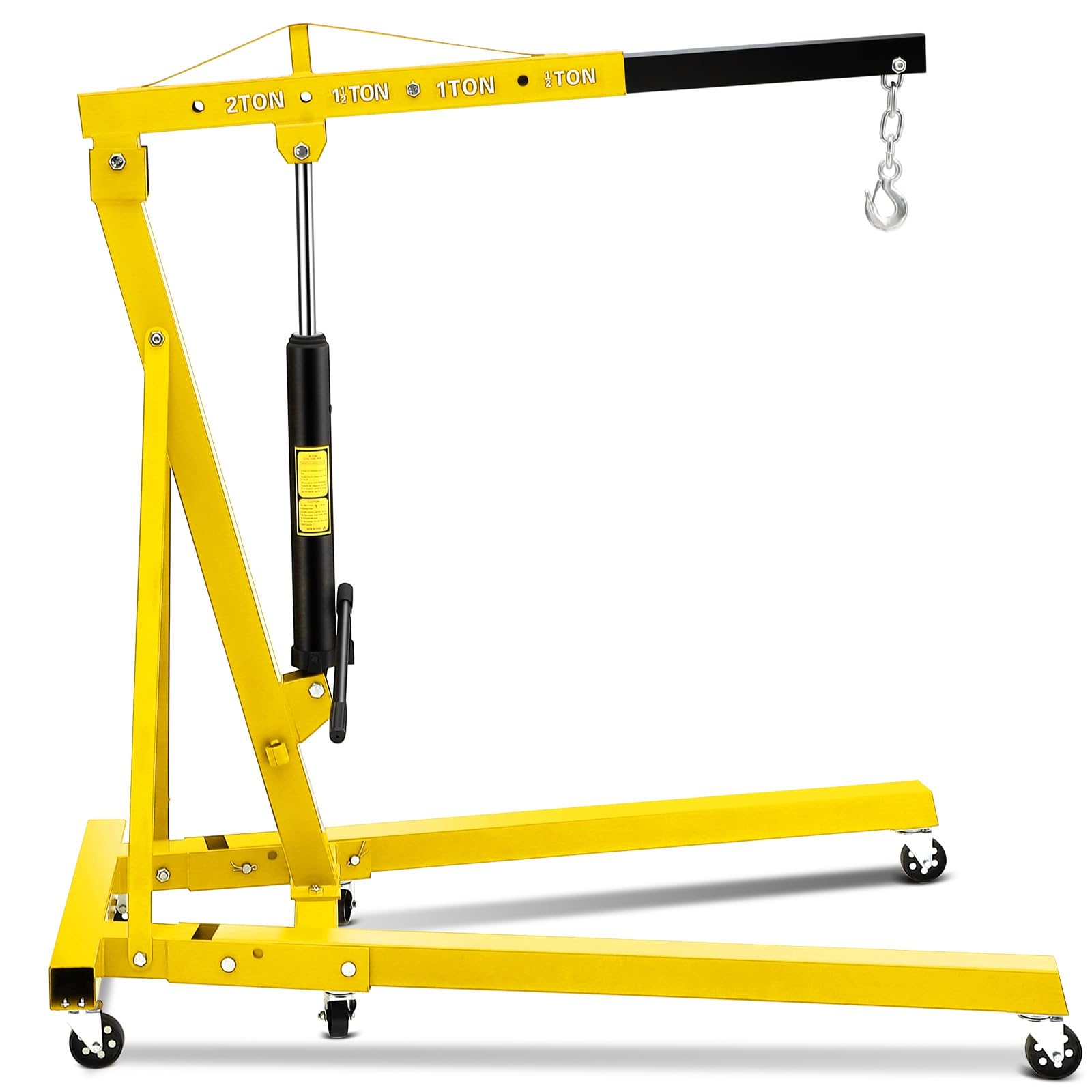 2 Ton Engine Hoist, Folding Cherry Picker with Telescopic Boom, Workshop