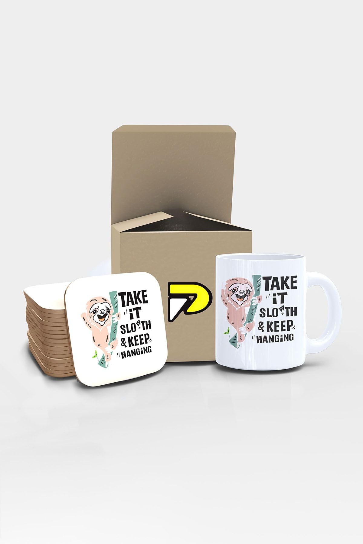 Postermanya Tembel Hayvan Tasarımlı Baskılı Kupa Bardak Seti, Eğlenceli Özel Hediye Mug