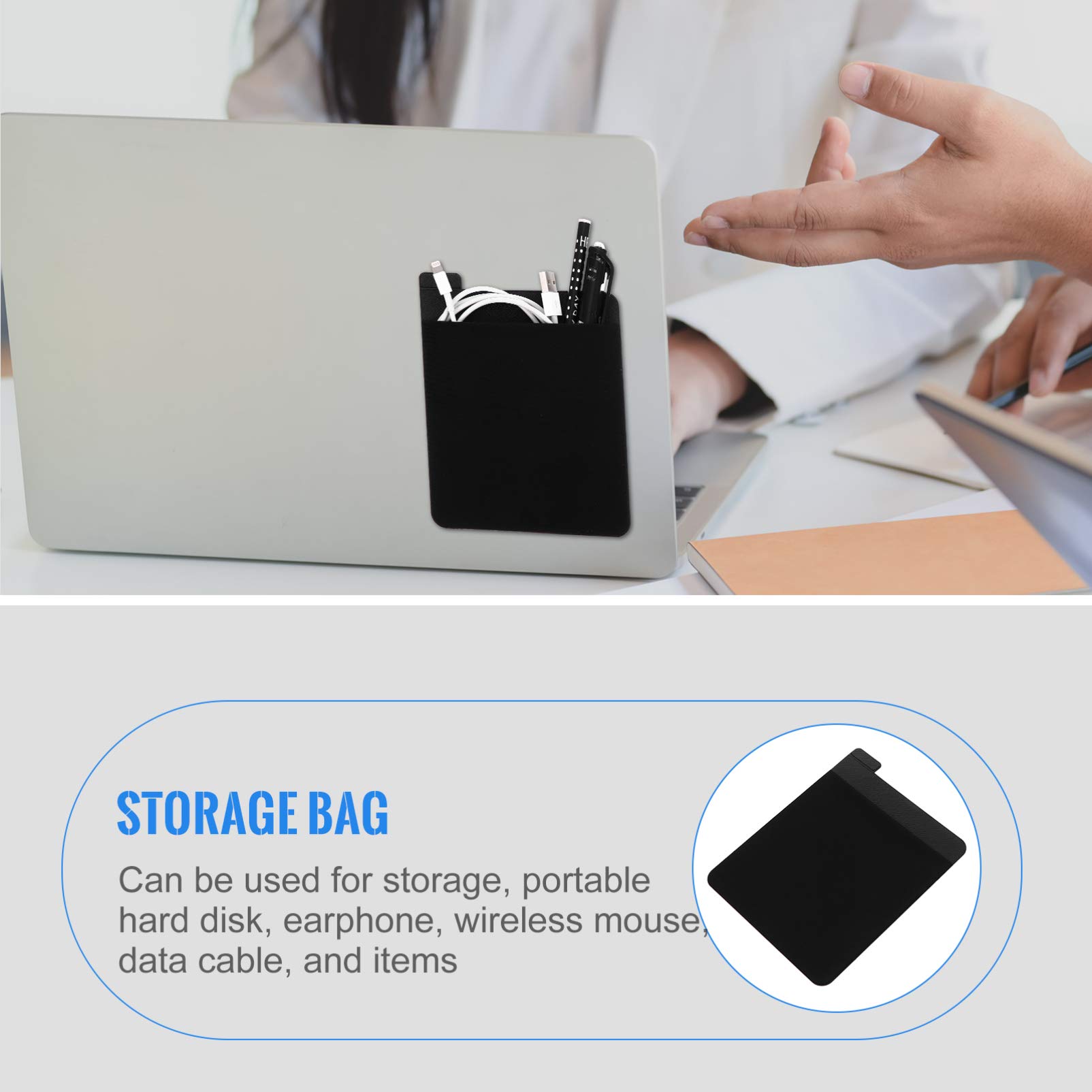 Veemoon Borsa Adesiva per Laptop e Tablet Realizzata in Pelle Buona Qualità Elastico per Contenere Mouse Wireless Custodie Disco Rigido Esterno e Borse per Cuffie