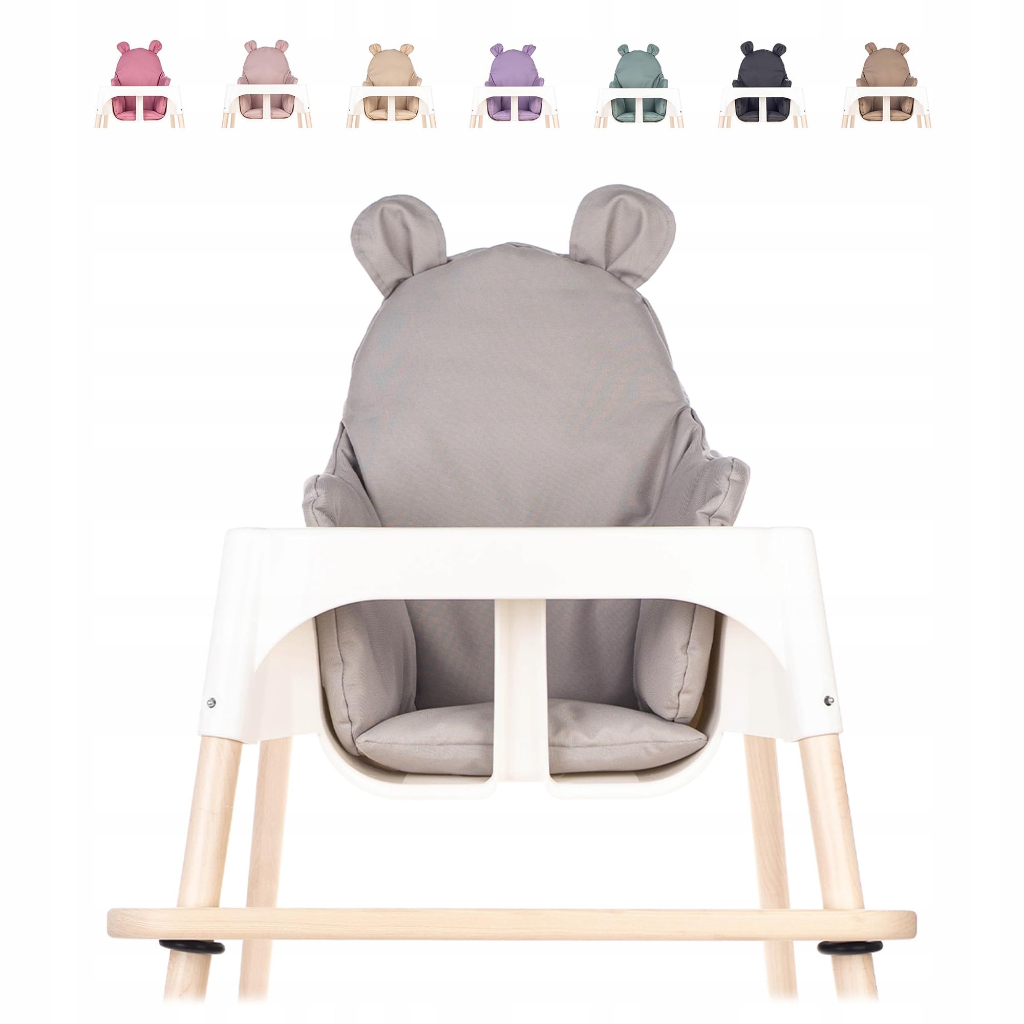 Sitzkissen kompatibel mit Ikea Antilop Hochstuhl – Hochstuhl Sitzbezug – Stuhlkissen für Kleinkinder – Handmade Baby Kissen - antiallergisch – Handgefertigt – Teddy - Grau