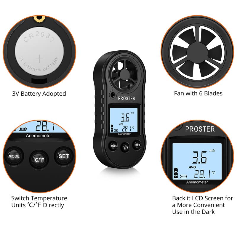 Close-up of battery compartment for CR2032 battery and the device's fan and LCD screen.