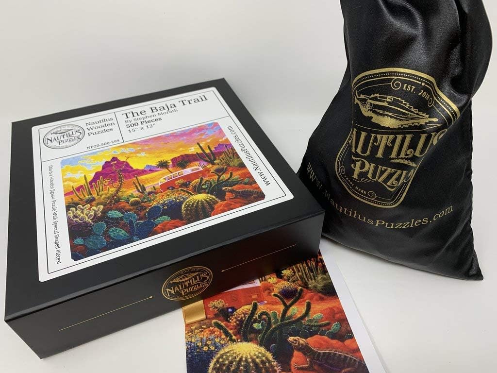 Wooden Jigsaw Puzzle for Adults- The Baja Trail - 500 Unique Wooden Pieces. Made in The USA by Nautilus Puzzles. Unique Gift for Man or Woman.