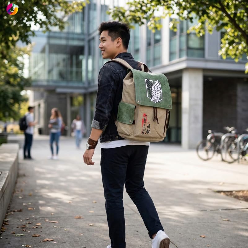 Image of Anime Inspired Backpack for Boys & Girls | Stylish Printed Casual School & College Bag | Canvas Laptop Backpack
