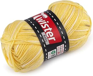 cyclingcolors Ovillo de lana para crochet de 50g, largo 210m, color blanco amarillo