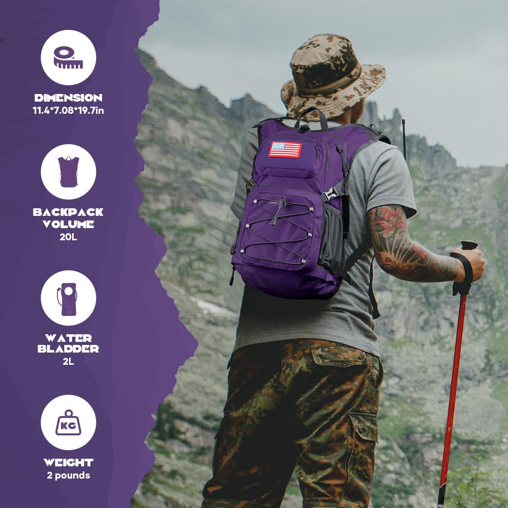 Maelstrom Mochila de hidratación, mochila de senderismo con vejiga de agua de 2 L, válvula de mordida de alto flujo, mochila de agua para hombres y mujeres, aislamiento ligero para senderismo,