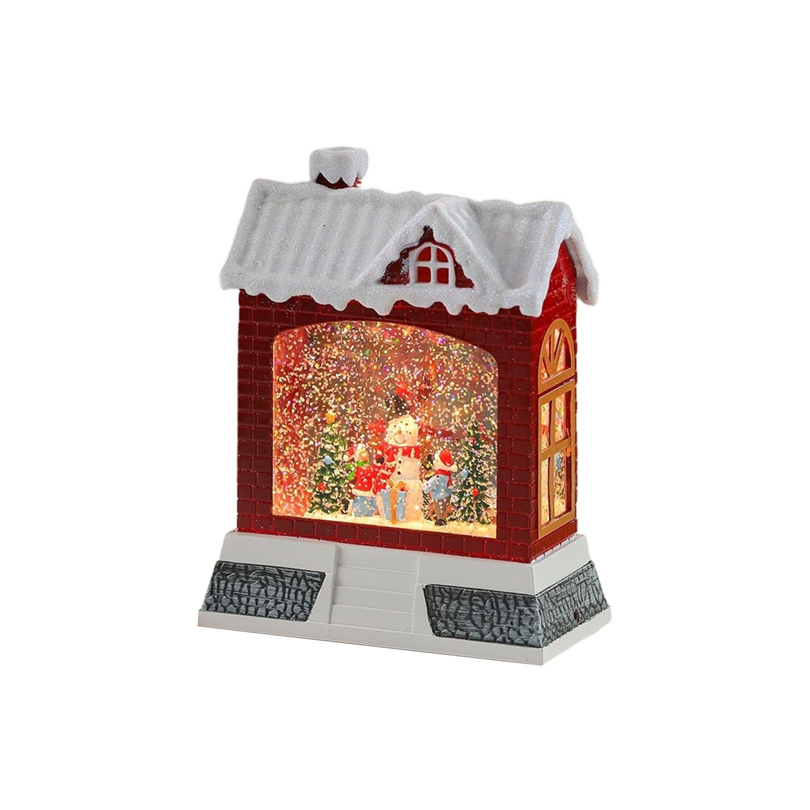 PANGBOER Christmas Snow Globes Lighted Musical Water Christmas Water Music Box, Lighted Holiday Scene Decor with Swirling Snow Effect and USB or Battery Power Holiday Decor Music Box