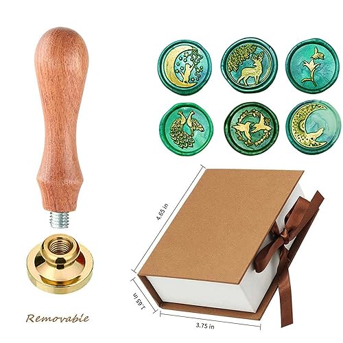 Miniatura 4 de Sello de cera animal con cabeza de latón extraíble y mango de palisandro, diseño retro vintage de gato para sobres de boda e invitaciones