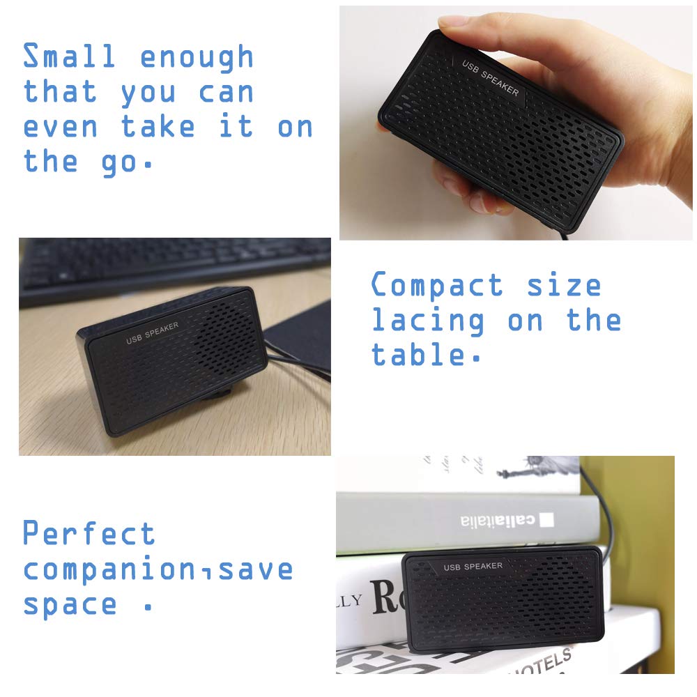 Basic USB-Powered Computer Speakers – Black, Wired, Plug & Play