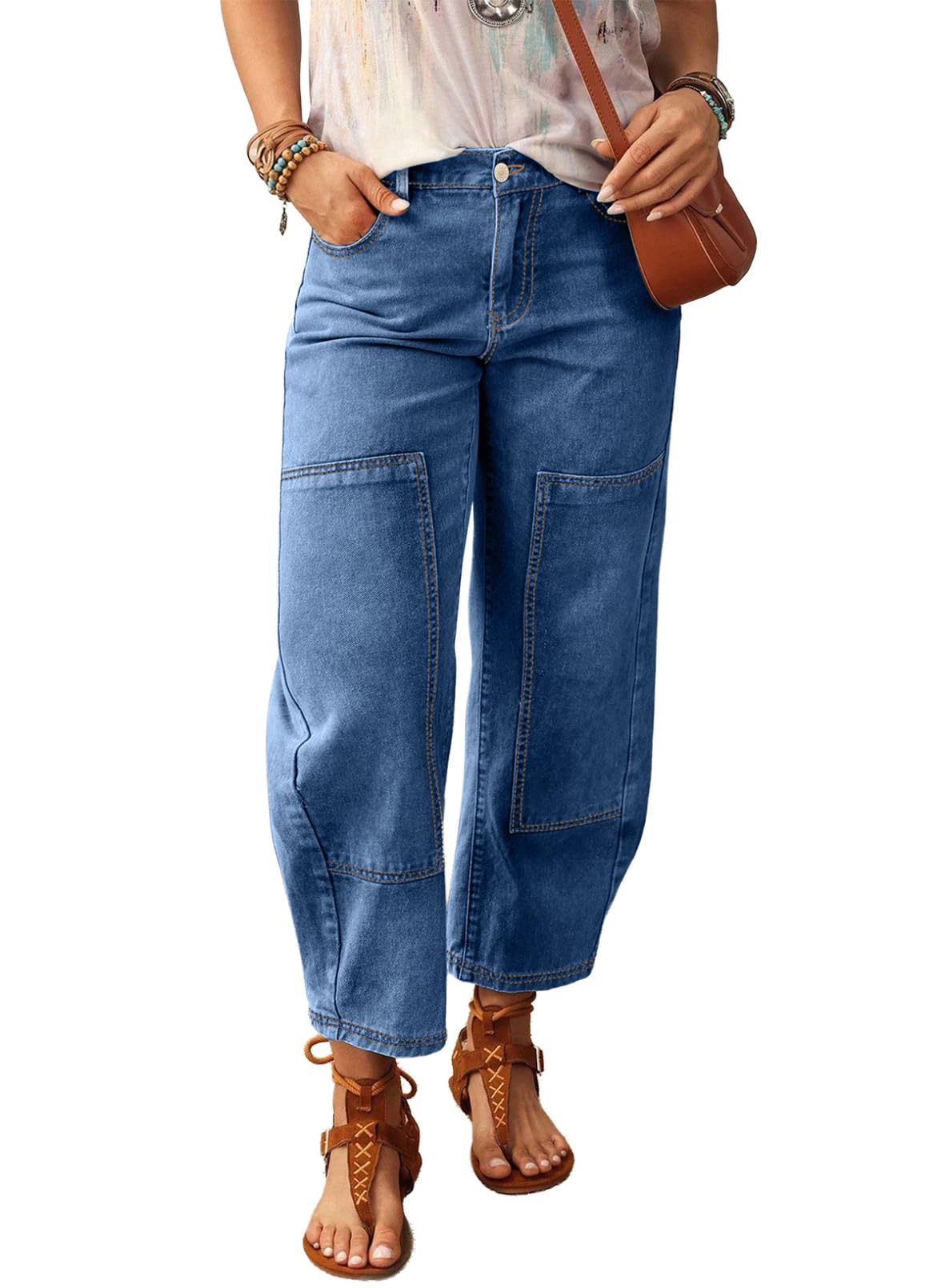 SHEWIN High Rise Barrel Jeans