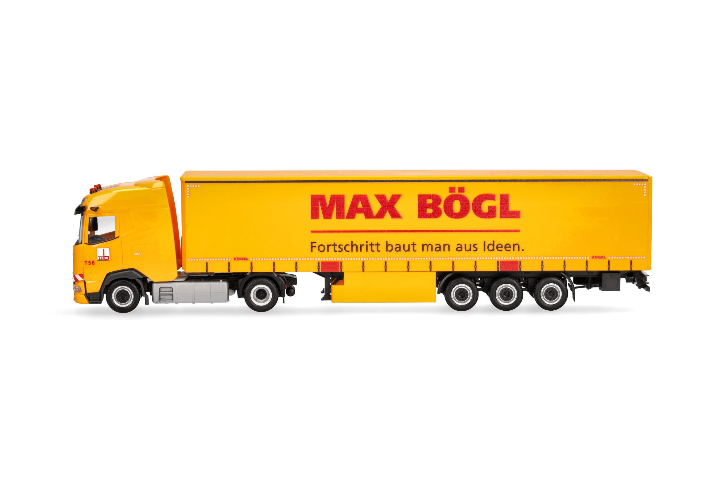 Herpa model ciężarówki DAF XG naczepa plandekowa „Max Bögl”, miniatura w skali 1:87, model kolekcjonerski, wyprodukowano w Niemczech, tworzywo sztuczne