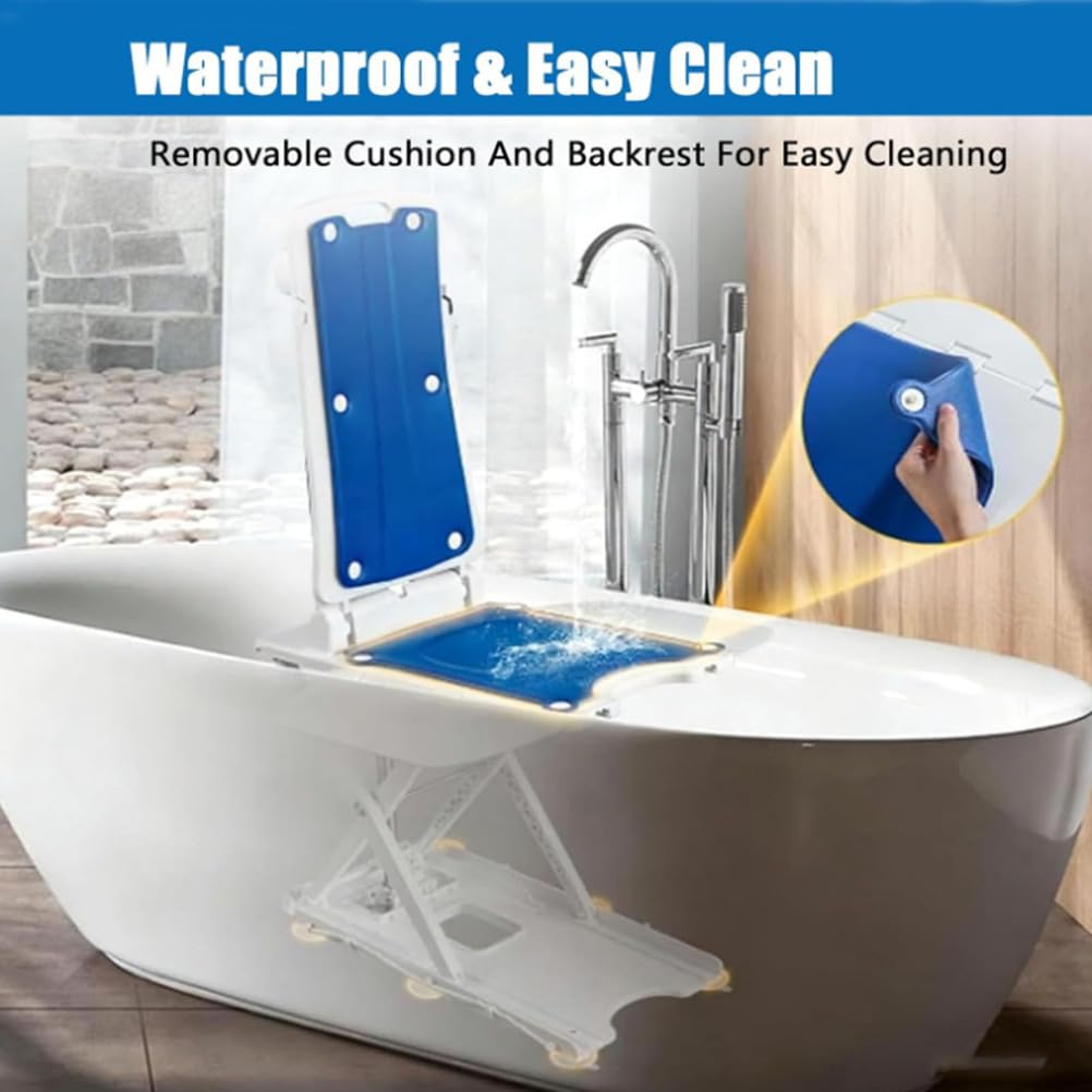 BCBKD Sollevatore per Vasca Reclining con Superficie Antibatterica – Include Coperture Blu – Limite di Peso 170Kg – Sedia da Bagno per Anziani O Disabili – Ausilio alla Mobilità Facile da Pulire