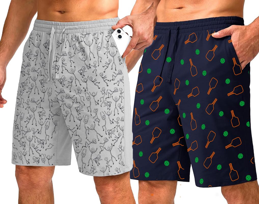 hotfits Stylish Men's Men's Printed Cotton Shorts Pack of 2 Ð Multicolored, Lightweight, Breathable, Casual Summer Lounge, Gym, Athletic, Workout, Beach & Travel Shorts for Men
