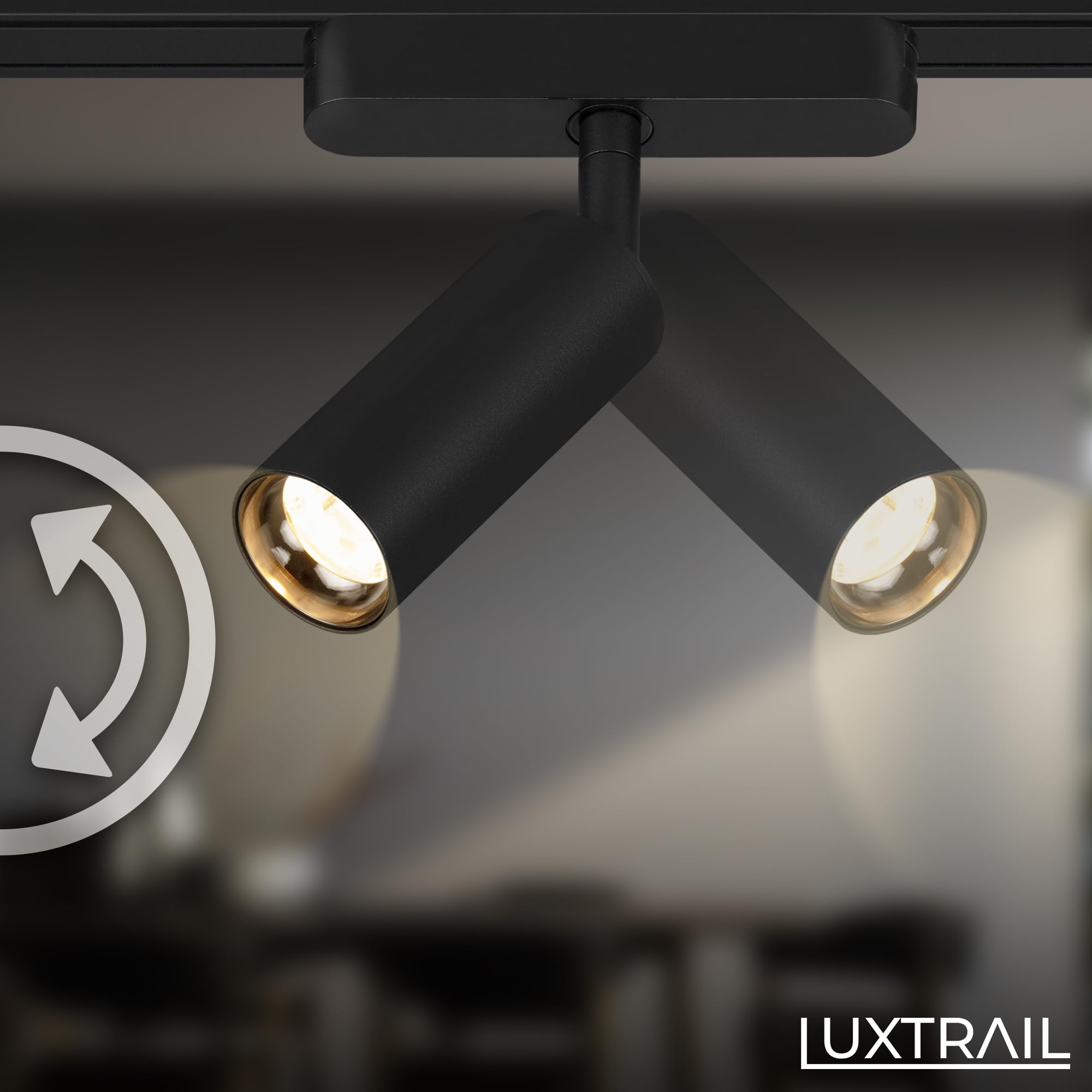BRILONER - Sistema de carriles Luxtrail set de prolongación, 2x LED spots, extensible, orientable, lámparas, sistema de carriles techo, carril proyector, 1m, negro