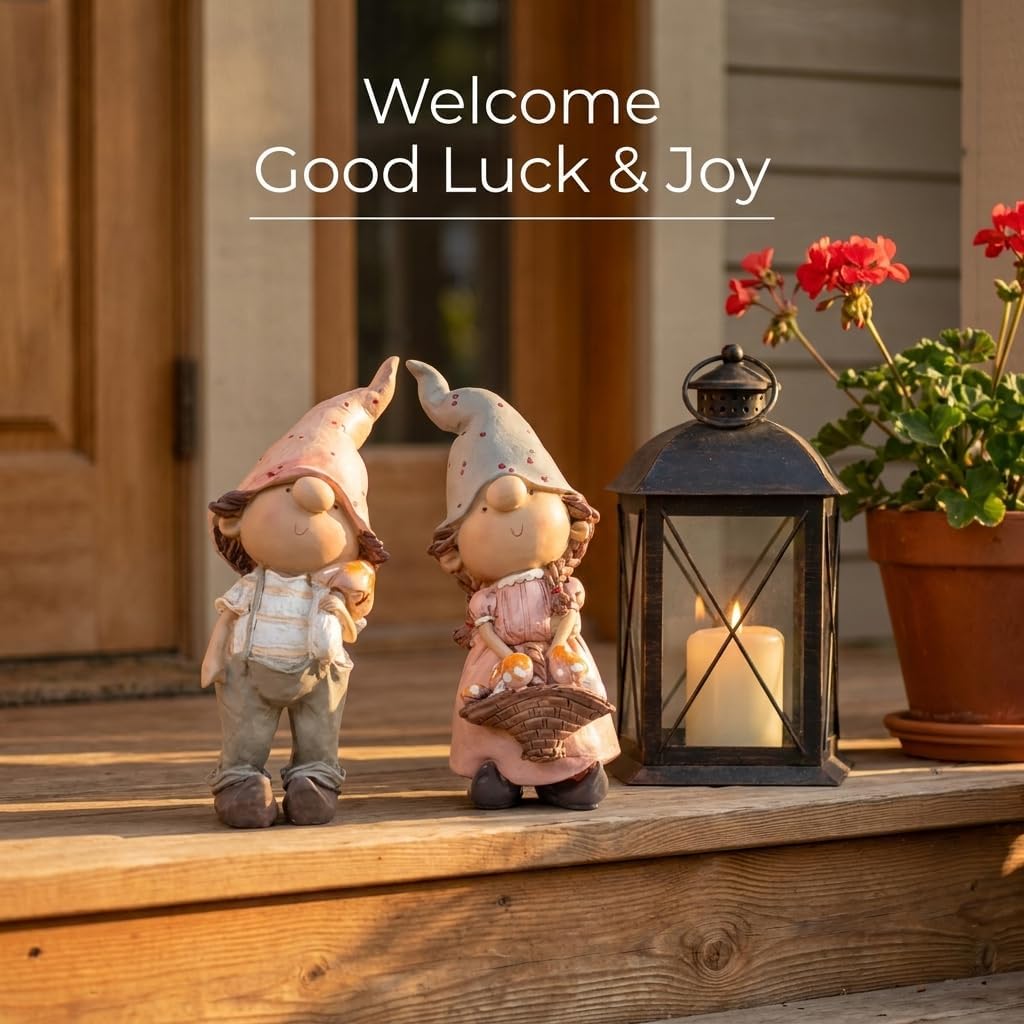 Whimsical Resin Fairy Figurines Elf Couple Set with Mushroom image 5