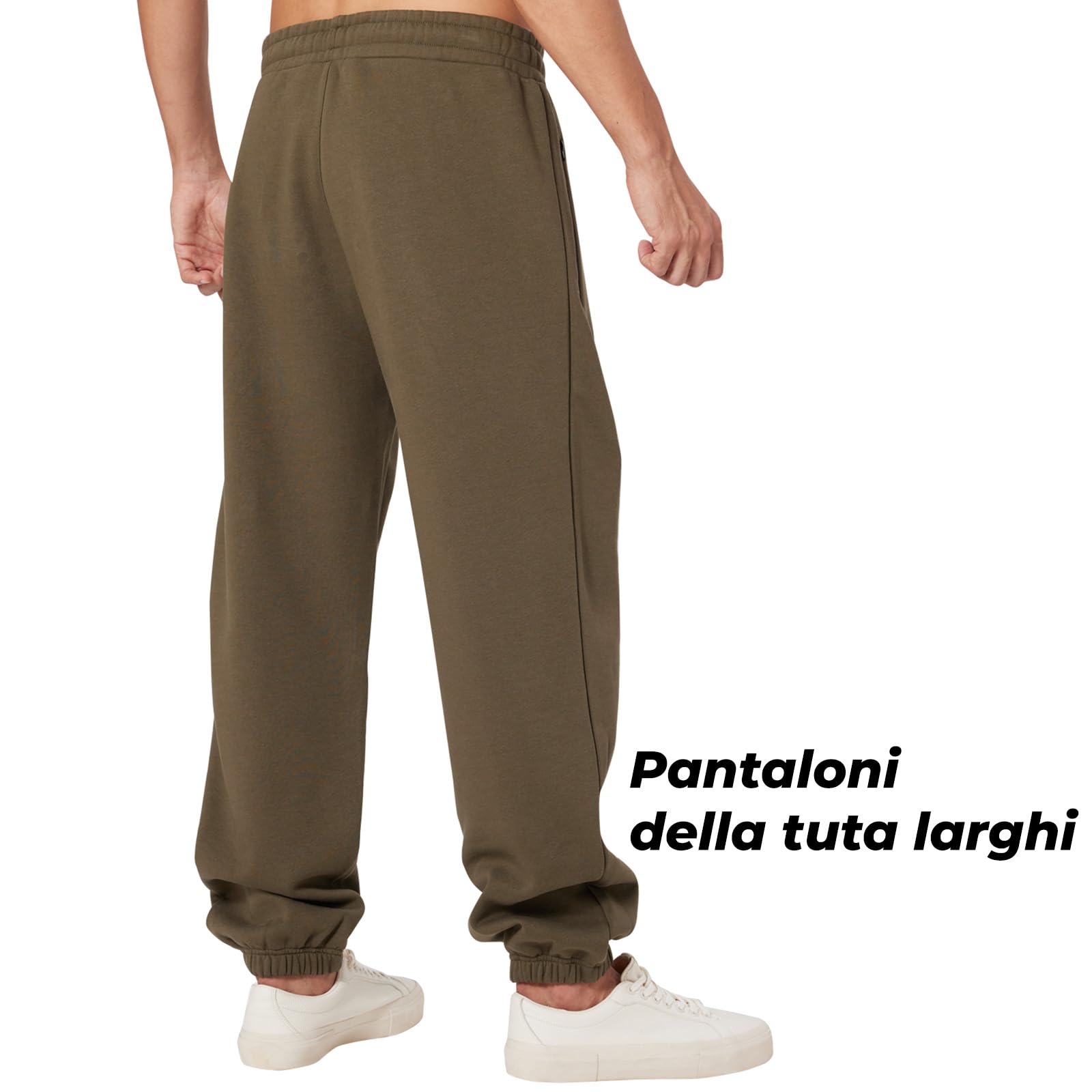 ineepor Pantaloni Tuta Uomo Invernali Pantaloni Termici Sportivi Uomo Felpata Pile Foderato Sherpa Joggers Pantaloni Larghi Baggy Cerniera Tasche Laterali