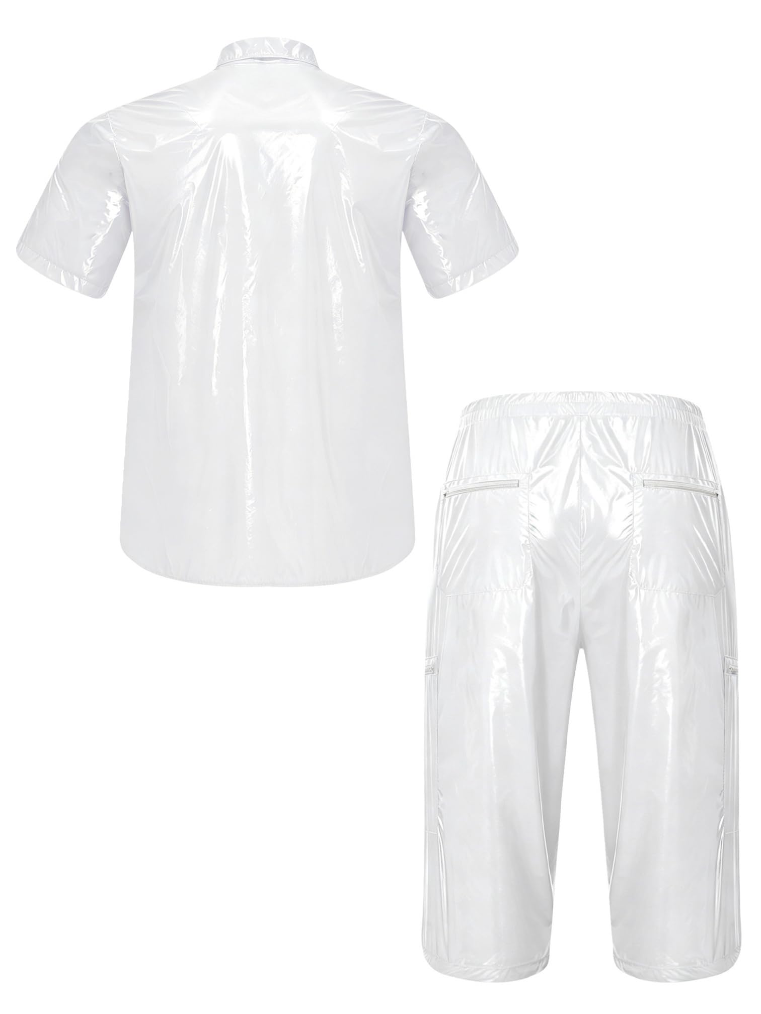 MSemis Uomo Maglia Incontinenza Con Pantaloni In Plastica Tuta Allenamento | Camicetta Con Mandorla E Shorts,Completo Due Pezzi,Costume Spettacolo Danza,Casuale,Jogging,Viaggiare,Fitness,Caccia