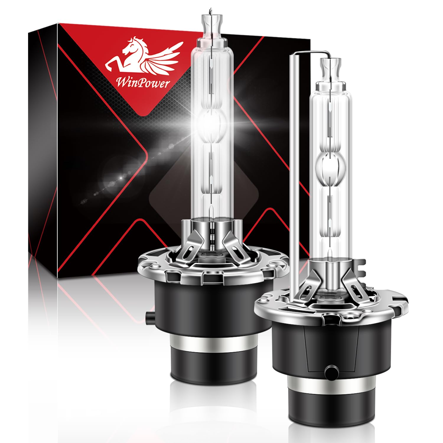 WinPower D2S HID Xenon Headlight Bulb, 6000K Bright White 35W Metal Stents Base High Low Beam Replacement Bulbs, Pack of 2
